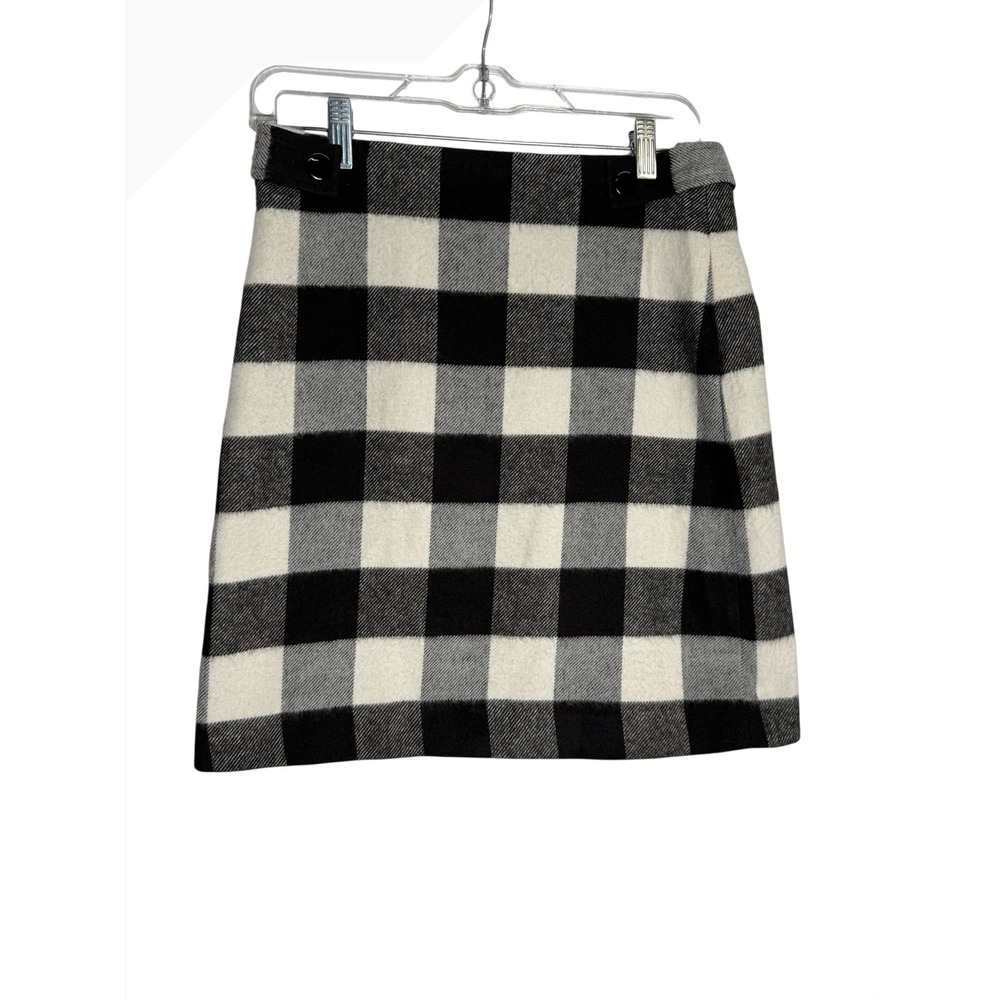 NWT LOFT skirt size 4 peite Black White Buffalo Check Mini Skirt Career PERFECT